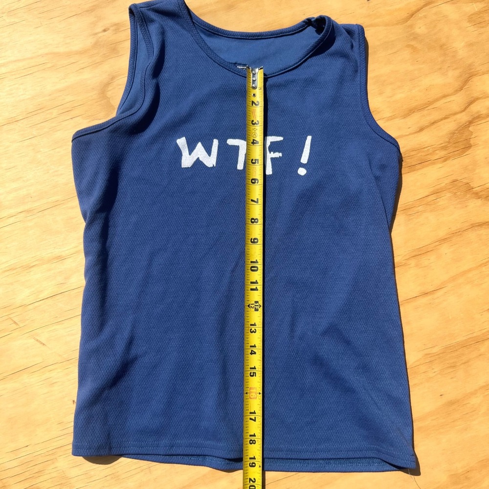 One More Mile Womens WTF Where's The Finish Running Tank Top Blue Medium Singlet - Picture 5 of 5